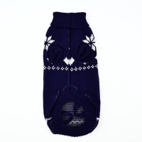 Одежда для собак. Свитер вязаный с орнаментом &laquo;Новогодний&raquo;, синий, размер XL