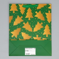 Пакет подарочный новогодний &laquo;Елочки&raquo; 32 х 26 х 10 см, Новый год