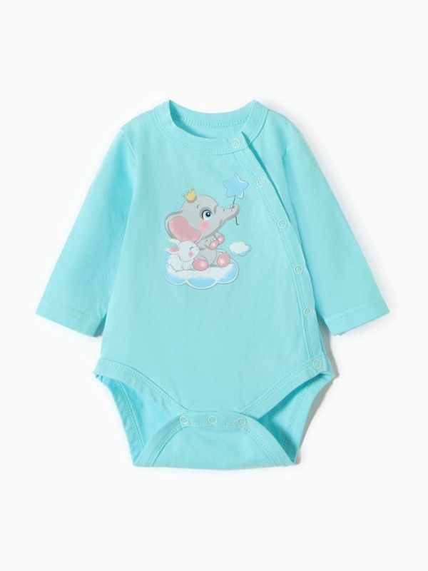 Боди детское с длинным рукавом, цвет мятный, рост 74