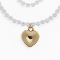 Кулон с жемчугом &laquo;Сердце&raquo; бусина №6, цвет белый в золоте, 45 см