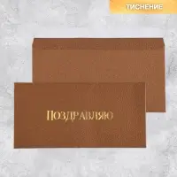 Подарочный конверт &laquo;Поздравляю&raquo;, тиснение, дизайнерская бумага, 22 &times; 11 см