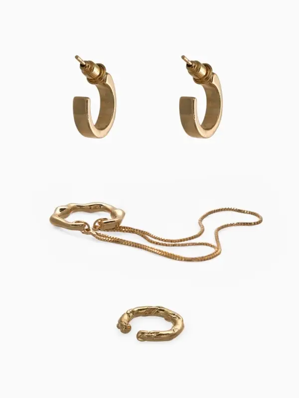 Набор серьги и каффы 4 шт. "Минимализм" водопад, цвет золото