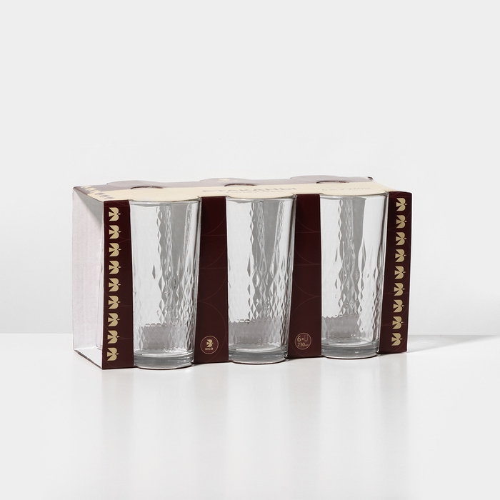 Набор высоких стеклянных стаканов &laquo;Геометрия&raquo;, 230 мл, 6 шт