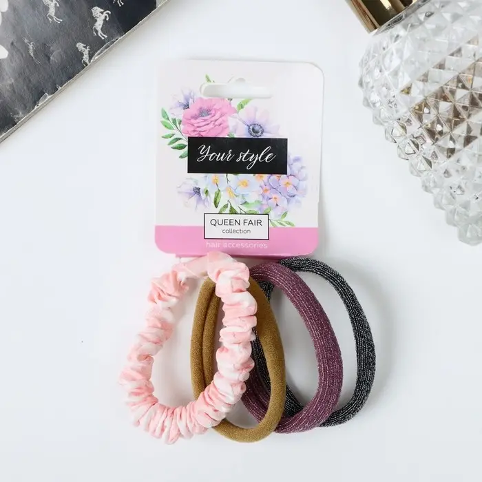 Резинка для волос "Аделин" (набор 4 шт) нежность, 4 см