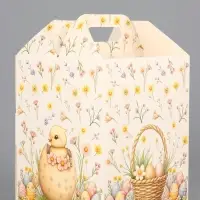 Коробка подарочная пасхальная с окном, с фронтальной загрузкой &laquo;Кролик в корзинке&raquo; 15&times;15&times;18 см