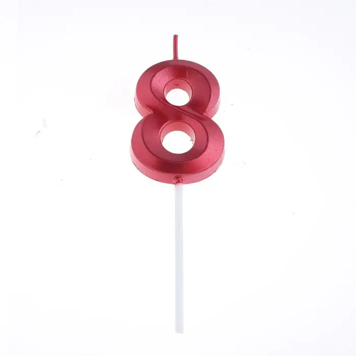 Свеча в торт на шпажке &laquo;Цифра 8&raquo;, красная, 5 см