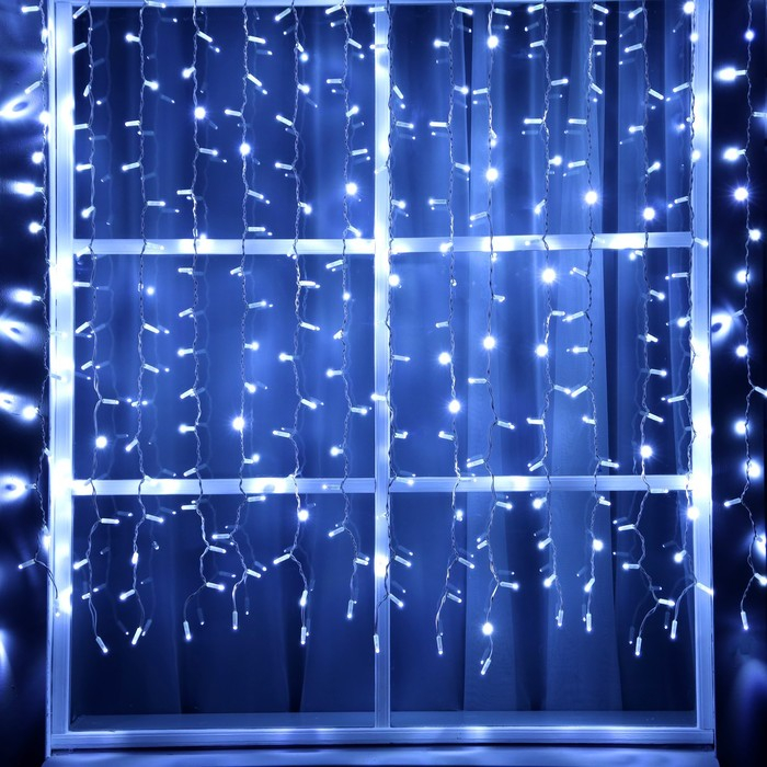 Гирлянда &laquo;Занавес&raquo; 2 &times; 1.5 м, IP65, УМС, белая нить, 360 LED, свечение белое, 220 В