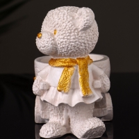 Кашпо "Медведица с тележкой" 10х10х6 см, слоновая кость