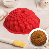 Форма для выпечки Доляна &laquo;Хризантема&raquo;, силикон, 22&times;7,5 см, цвет МИКС