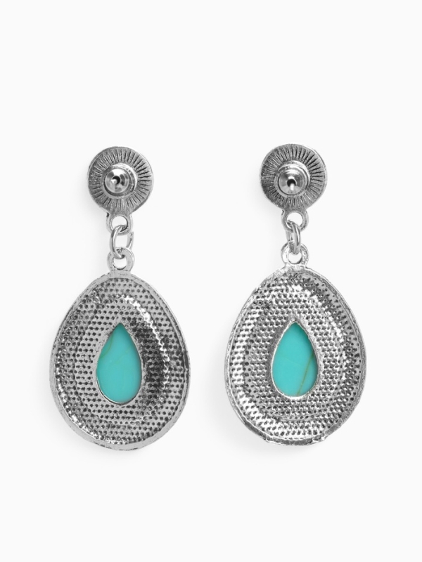 Серьги &laquo;Бирюзовый мир&raquo; капля, голубые в чернённом серебре