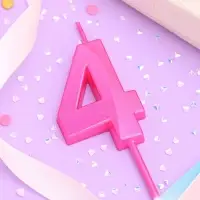 Свеча в торт на шпажке &laquo;Грань&raquo;, цифра 4, 5 см, розовая