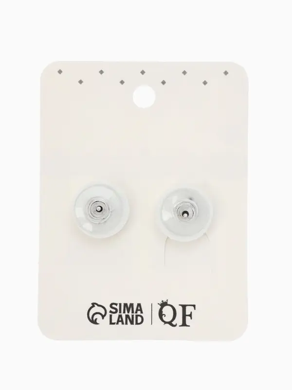 Серьги со стразами "Квадрат" 15*15мм, цвет белый в серебре