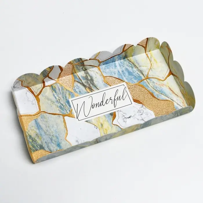 Коробка для печенья, кондитерская упаковка с PVC крышкой, голография, &laquo;Камень&raquo;, 10.5 х 21 х 3 см