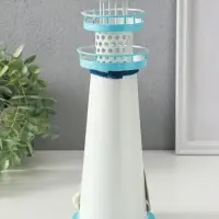 Сувенир настольный "Маяк с парусником" голубой, 3хLR1130, RGB, LED 9,5х9,5х28,5 см