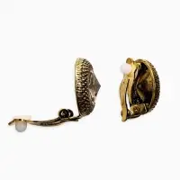 Клипсы "Винтаж" круг страз, цвет золотой в чернёном золоте