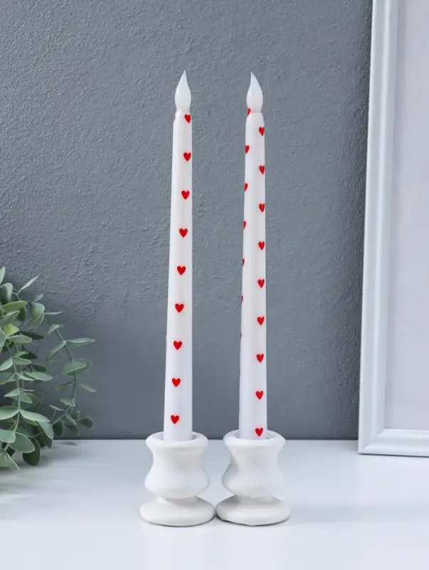 Свечи светодиодные "Античные. Сердечки" набор 2 шт 2хААА 2х2х27,5 см 2,5х7х32 см