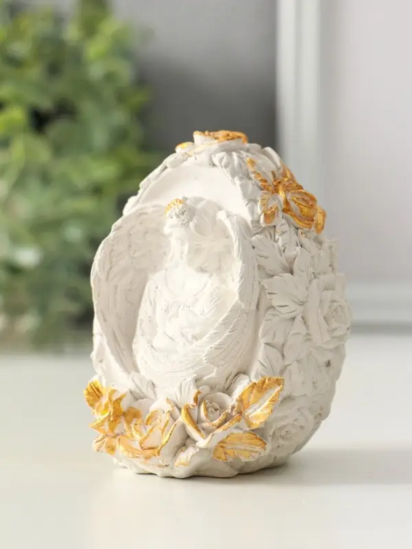 Фигура "Дева" размер 8х6 см, белый с позолотой ,гипс