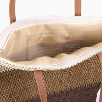 Сумка пляжная Полосы, 47*12*35, отд на молнии, подкладка, беж/коричневый