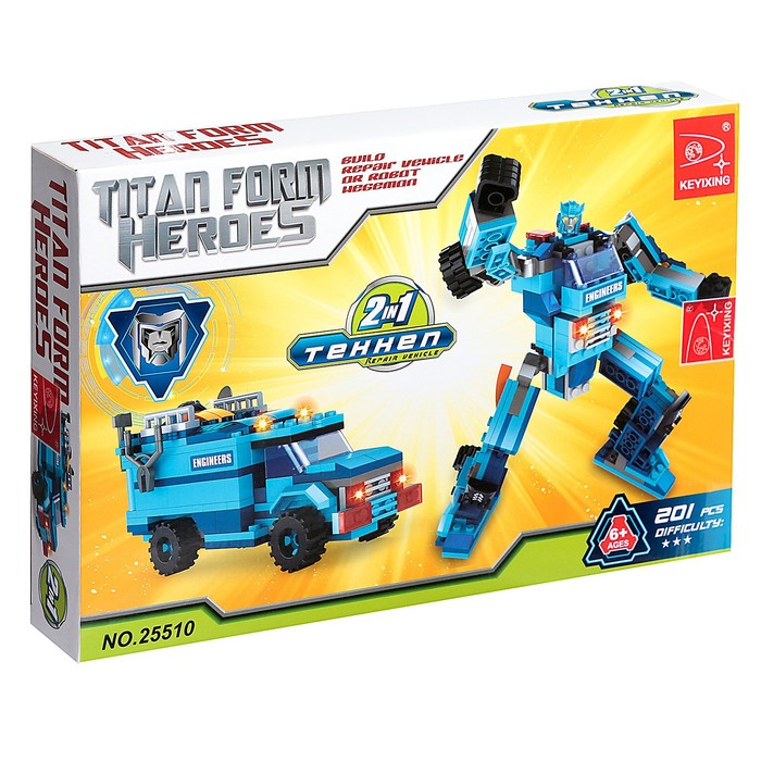 Конструктор Капитан «Робот-трансформер», 2 варианта сборки, 201 деталь Конструктор Капитан «Робот-трансформер», 2 варианта сборки, 201 деталь