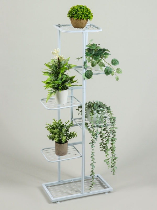 Подставка для цветов Greengo, 6 полок, 44 &times; 22 &times; 105 см, напольная, металл, белая