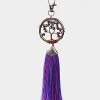 Брелок ловец снов "Древо жизни" 19 см, цв. фуксия, перламутр