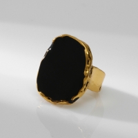 Кольцо &laquo;Стиль&raquo; массивный круг, цвет чёрный в чернёном золоте, 18 размер