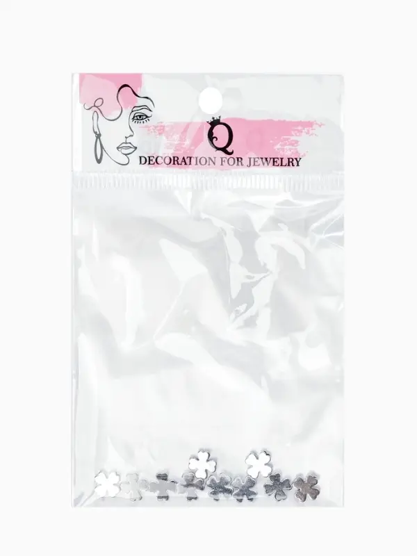 Бусина-разделитель родир. &laquo;Клевер&raquo;, 7&times;7мм, d(вн.)=2мм, (набор 10 штук), медь, цвет серебро