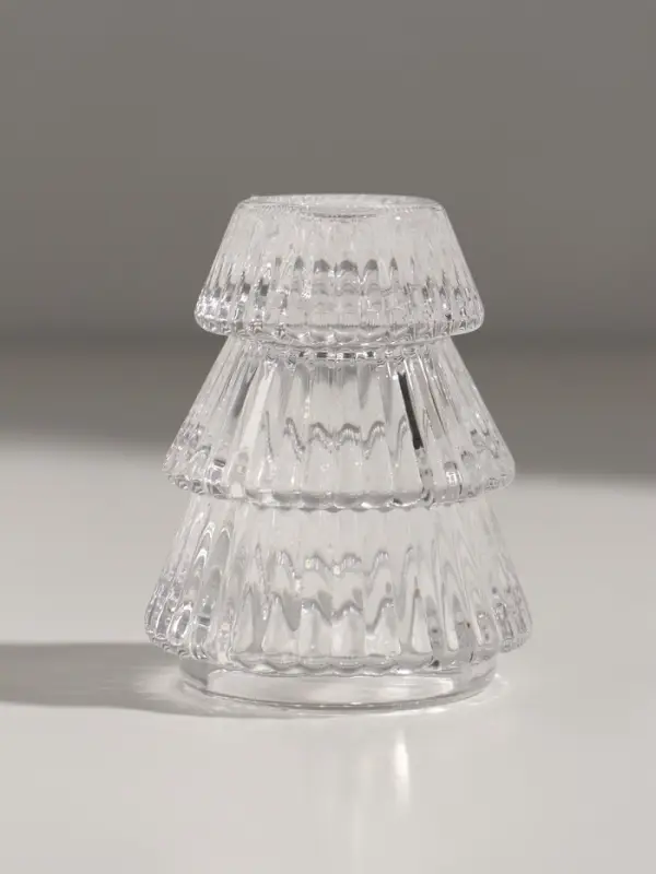 Подсвечник стекло "Ёлочка гофре" прозрачный d=2,2 см 6х6х8 см