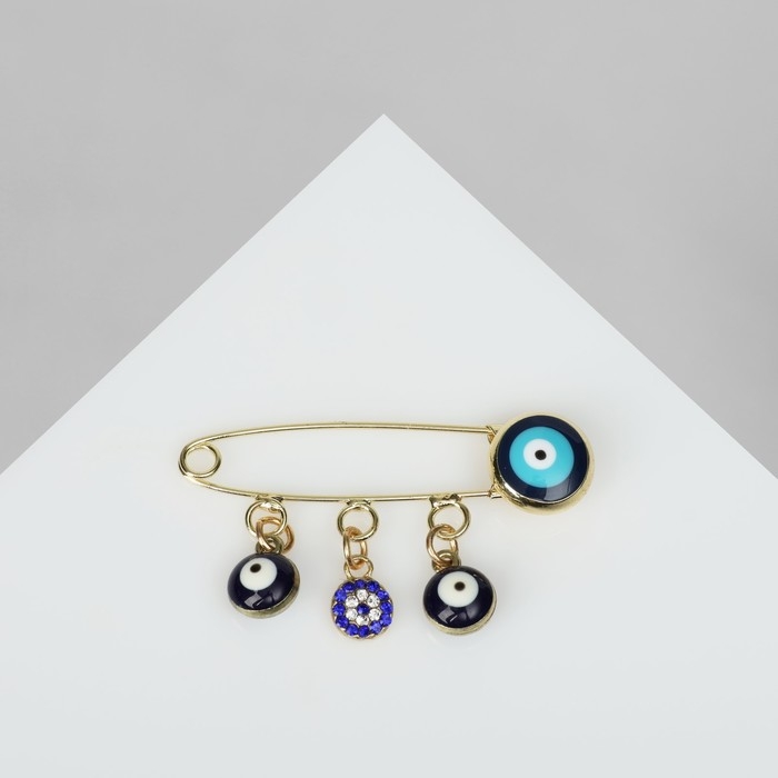 Булавка-оберег &laquo;Обретение истинного счастья&raquo;, цвет бело-синий в золоте