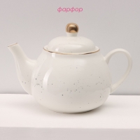 Сервиз фарфоровый чайный Доляна &laquo;Млечный путь&raquo;, 15 предметов: 6 чашек 220 мл, 6 блюдец d=13,5 см, молочник 300 мл, сахарница 350 мл, чайник 1000 мл, цвет белый