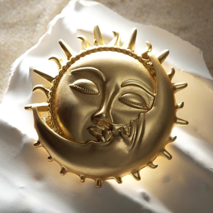 Брошь &laquo;День и Ночь&raquo;, цвет матовое золото