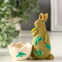 Сувенир полистоун подставка "Зайчики пасхальные" набор 2 шт 5,3х10х10 см