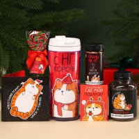 Гифтбокс &laquo;Поменьше косяков, побольше ништяков&raquo;, чай, драже, шоколад, термостакан, леденец