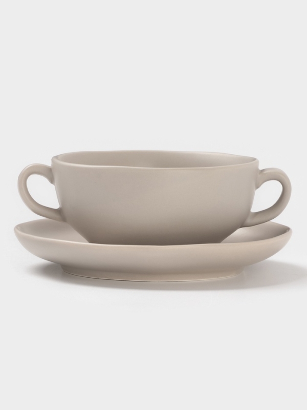 Бульонница Magistro "Potter" 255мл 15х2 цвет светло-серый с блюдцем