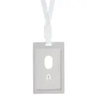 Бейдж - карман вертикальный, внешний размер 112&times;67 мм, внутренний размер 90&times;54 мм, белый, с белой лентой, жёсткокаркасный