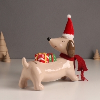 Копилка керамика "Собака такса новогодняя" 19х20х8 см