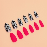 Накладные ногти &laquo;Лео&raquo;, 12 шт, с клеевыми пластинами, форма миндаль, чёрные, розовые