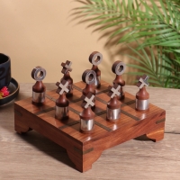 Настольная игра "Крестики-нолики" 20х20 см, манговое дерево, алюминий
