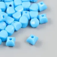 Бусины для творчества пластик "Кубик со сплющенными краями" синий набор 25-30 гр d=0,8 см