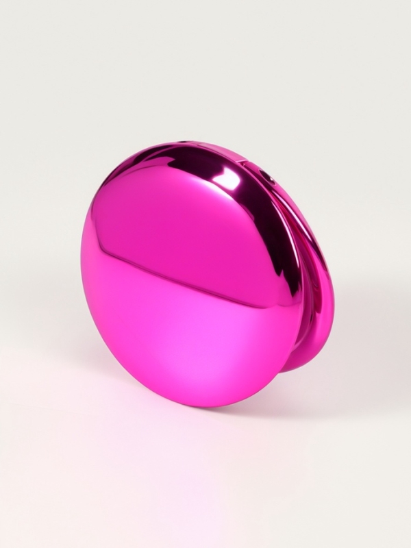 Зеркало склад круг (2) с/увел d6.5см МЕТАЛЛИК пластик розовый пакет QF