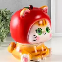 Копилка для денег &laquo;Кот в костюме яблоко&raquo;, гипс, красный, 21&times;17&times;17 см