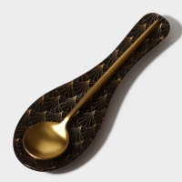 Подставка стеклянная под ложку Доляна &laquo;Золотое перо&raquo;, 23,5&times;8,3 см