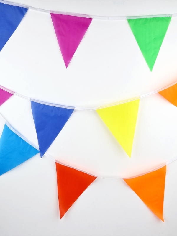 Гирлянда на ленте текстильная "Цветные флажки", дл. 10 м