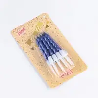 Свечи в торт &laquo;Спираль&raquo;, 10 шт., средние, 5 см, синий металлик