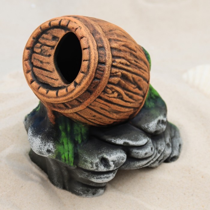 Декор для аквариума Декор для аквариума "Бочка на камнях", керамический, 13 x 10 x 17 см