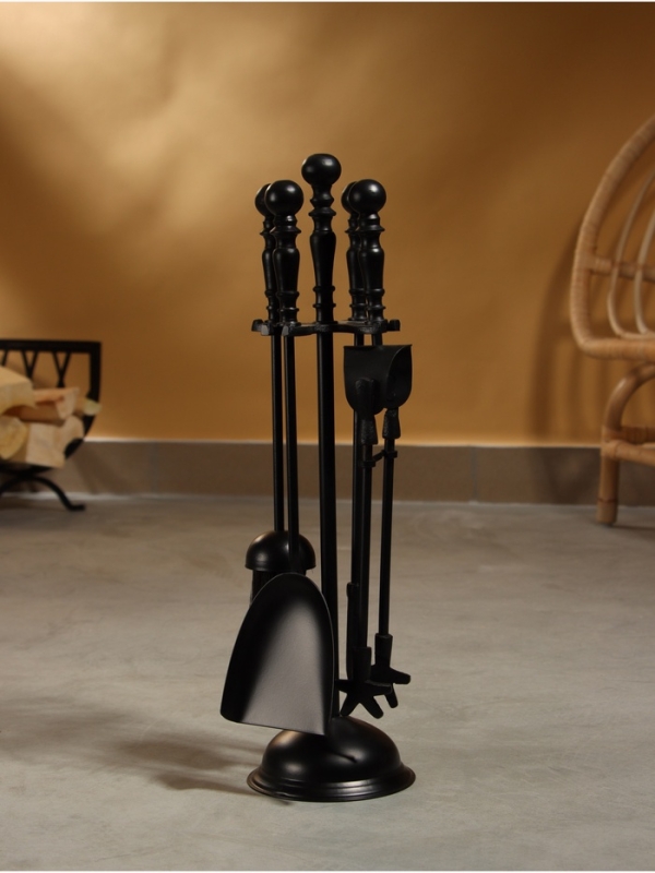 Каминный набор "Дом" сталь, 4 предмета, 11х11х46 см