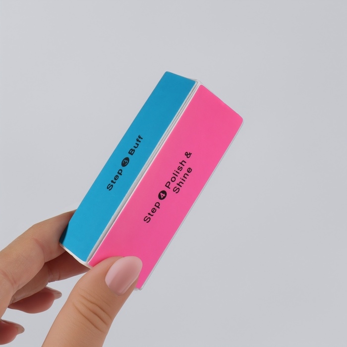 Баф для полировки ногтей, четырёхсторонний, 9 &times; 3,5 &times; 2,5 см, цвет МИКС
