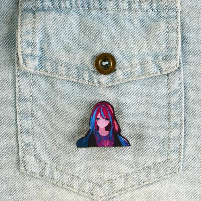 Значок деревянный &laquo;Девушка в цветах&raquo;, аниме , 3,3 х 2,8 см