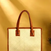 Сумка плетёная на молнии из пандана 35х12х40 см, бежево-коричневый