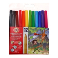 Фломастеры 12 цветов Koh-I-Noor Звери 1002, трехгранные, упаковка ПВХ, европодвес Фломастеры 12 цветов Koh-I-Noor Звери 1002, трехгранные, упаковка ПВХ, европодвес